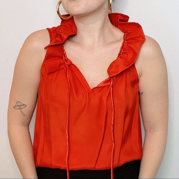 Orange Ruffled Annie Griffin Kay Top - Picture 1 of 7